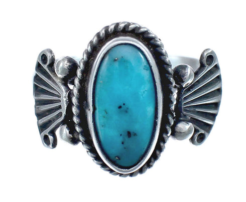 Native American Turquoise Genuine Sterling Silver Navajo Ring Size 6 AX126404